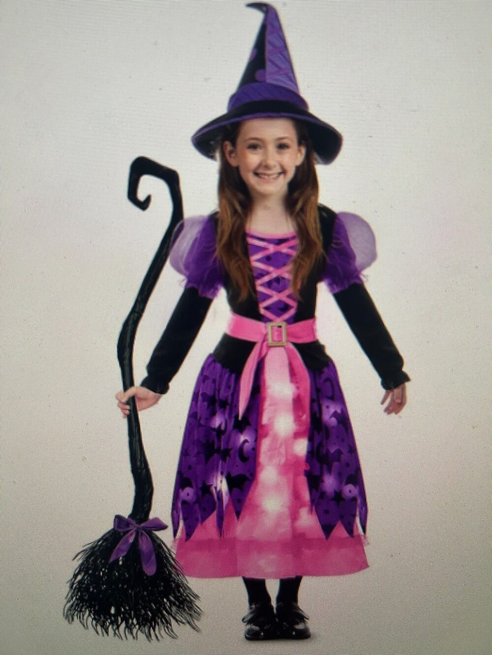 NIB Spooktacular Creations witch costume girl Med 8-10 pink and purple